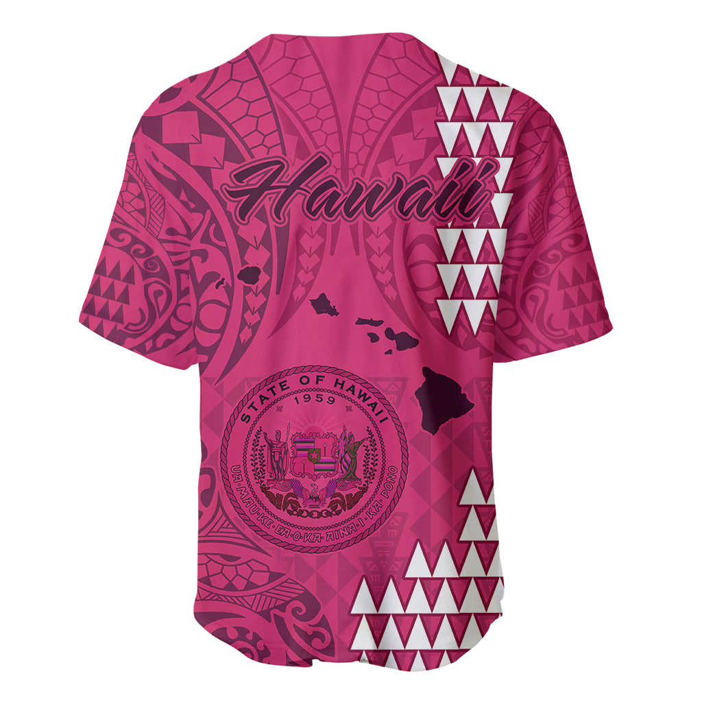 Maui Island Baseball Jersey Kakau Tribal Mixed Polynesian Pattern Pink LT9 - Polynesian Pride