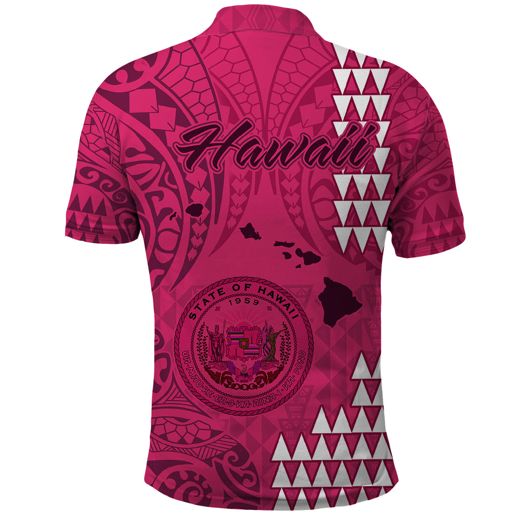 Maui Island Polo Shirt Kakau Tribal Mixed Polynesian Pattern Pink LT9 - Polynesian Pride
