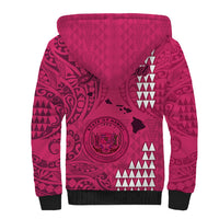 Personalised Maui Island Sherpa Hoodie Kakau Tribal Mixed Polynesian Pattern Pink LT9 - Polynesian Pride