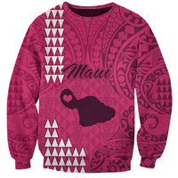 Personalised Maui Island Sweatshirt Kakau Tribal Mixed Polynesian Pattern Pink LT9 Unisex Pink - Polynesian Pride