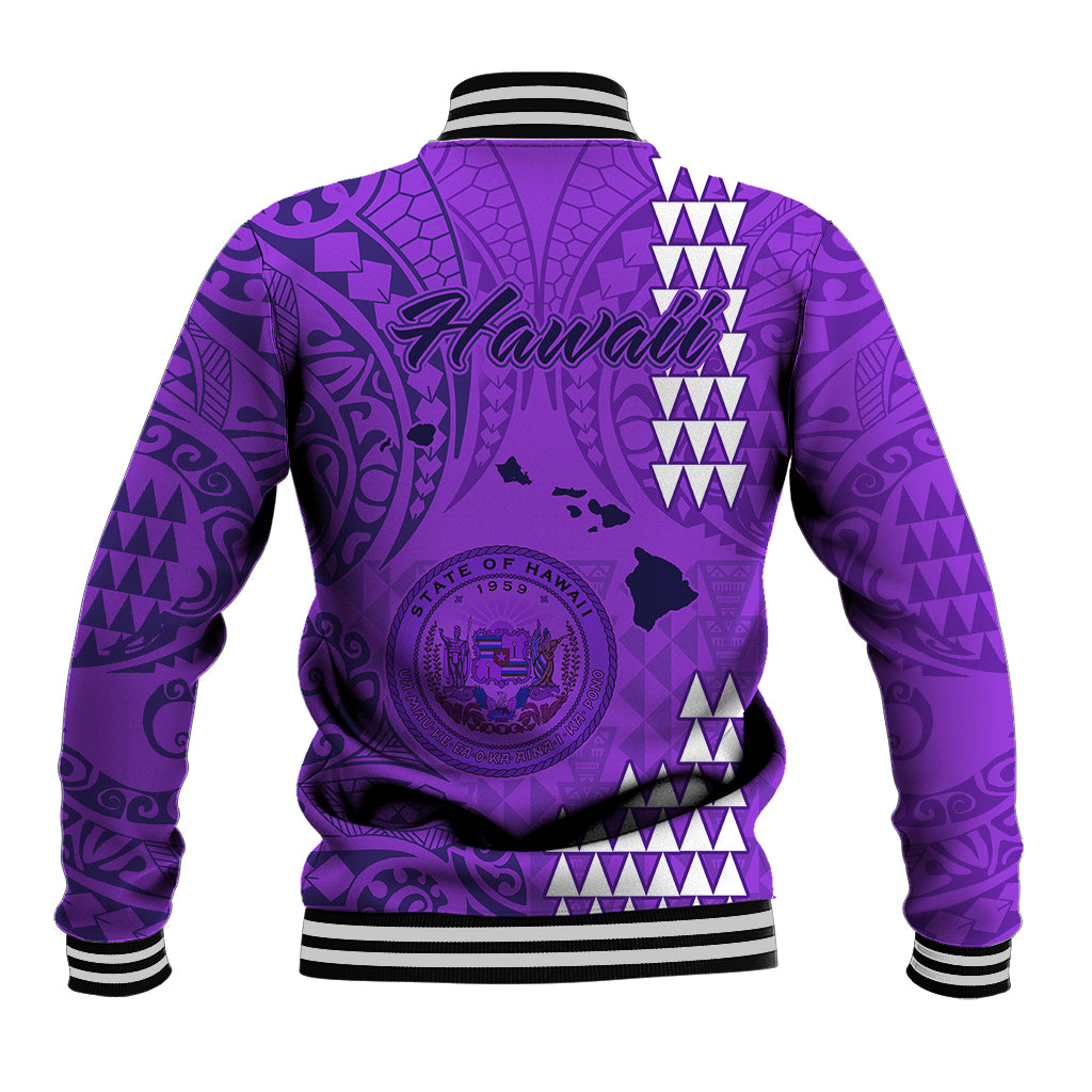 Maui Island Baseball Jacket Kakau Tribal Mixed Polynesian Pattern Purple LT9 - Polynesian Pride