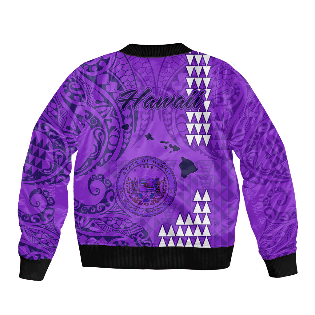 Maui Island Bomber Jacket Kakau Tribal Mixed Polynesian Pattern Purple LT9 - Polynesian Pride