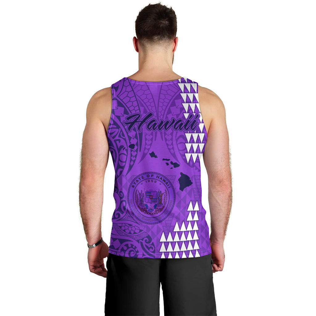 Maui Island Men Tank Top Kakau Tribal Mixed Polynesian Pattern Purple LT9 - Polynesian Pride