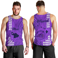 Maui Island Men Tank Top Kakau Tribal Mixed Polynesian Pattern Purple LT9 - Polynesian Pride