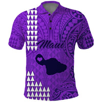 Maui Island Polo Shirt Kakau Tribal Mixed Polynesian Pattern Purple LT9 Purple - Polynesian Pride