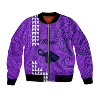 Personalised Maui Island Bomber Jacket Kakau Tribal Mixed Polynesian Pattern Purple LT9 Unisex Purple - Polynesian Pride