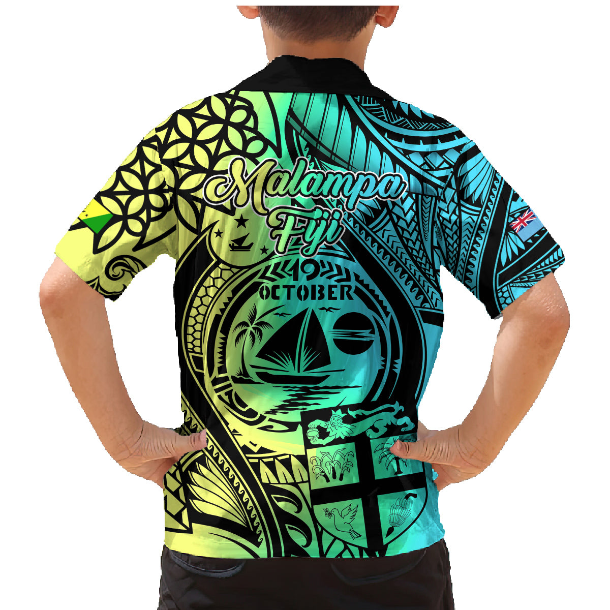 malampa-fiji-day-family-matching-mermaid-dress-and-hawaiian-shirt-vanuatu-sand-drawing-with-polynesian-pattern