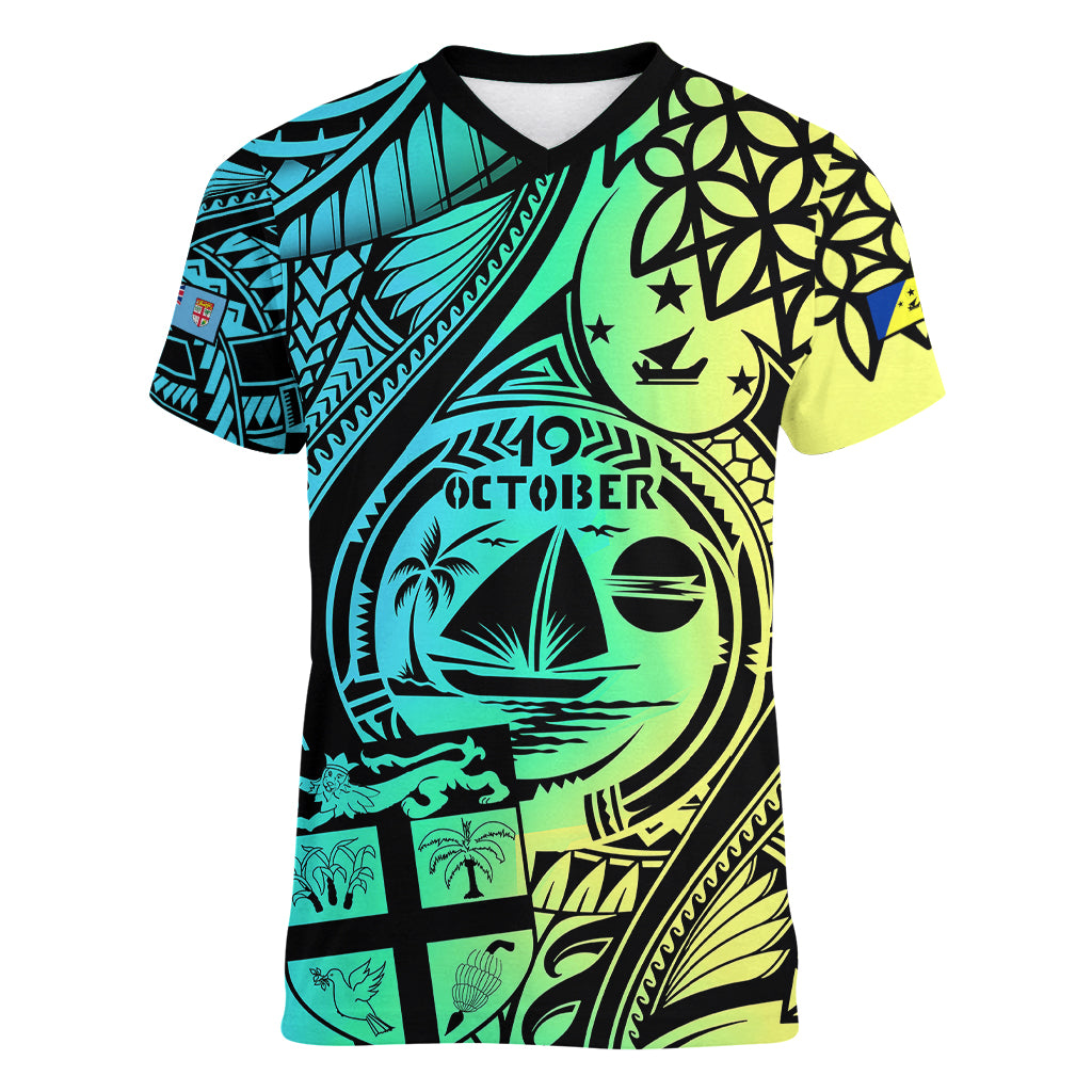 malampa-fiji-day-women-v-neck-t-shirt-vanuatu-sand-drawing-with-polynesian-pattern