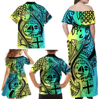 personalised-malampa-fiji-day-family-matching-off-shoulder-maxi-dress-and-hawaiian-shirt-vanuatu-sand-drawing-with-polynesian-pattern