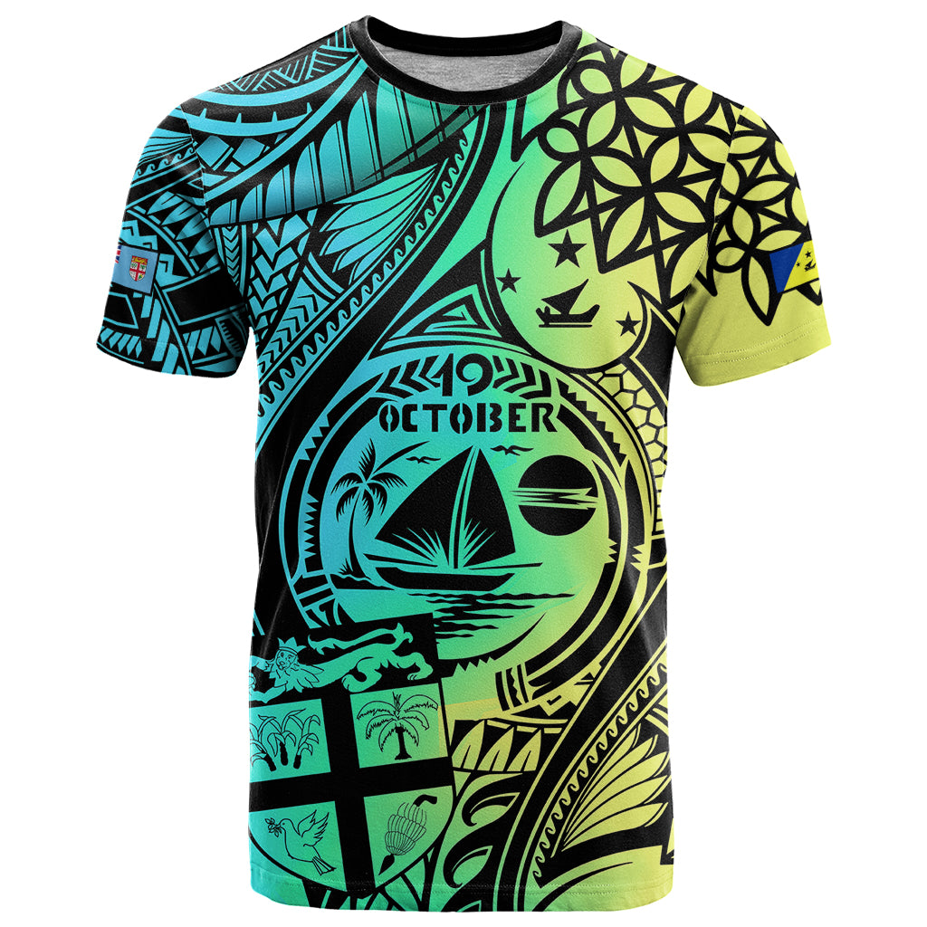 Personalised Malampa Fiji Day T Shirt Vanuatu Sand Drawing With Polynesian Pattern LT9 Black - Polynesian Pride