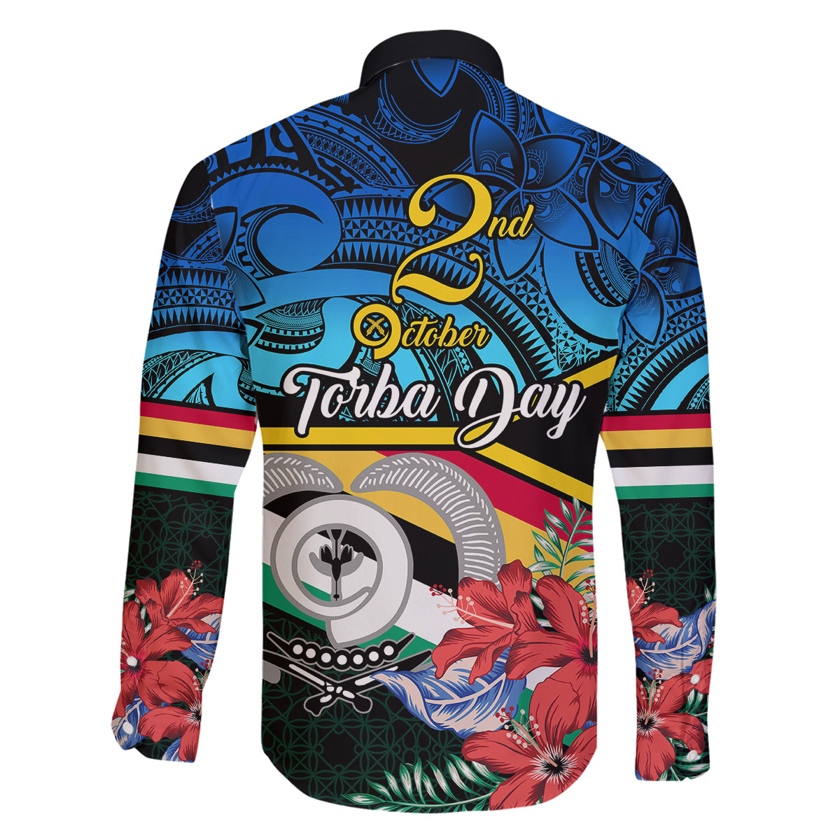 torba-vanuatu-family-matching-off-shoulder-maxi-dress-and-hawaiian-shirt-sand-drawing-with-polynesian-pattern