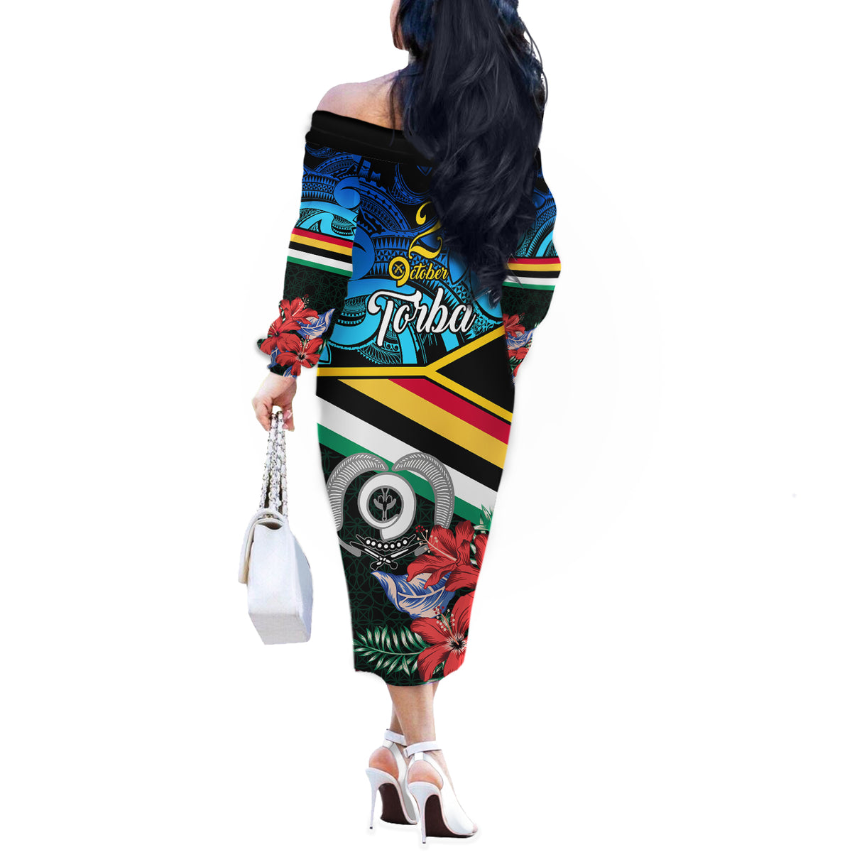 torba-vanuatu-off-the-shoulder-long-sleeve-dress-sand-drawing-with-polynesian-pattern