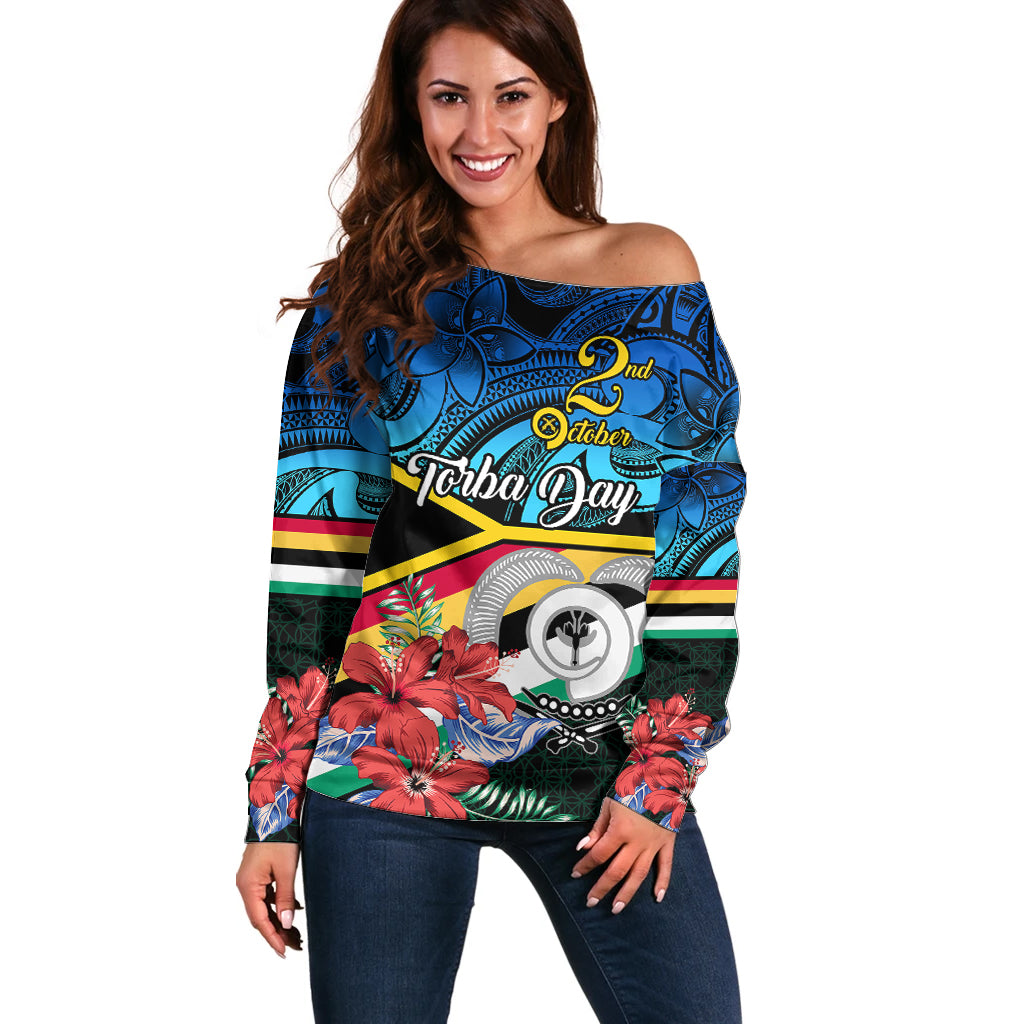 personalised-torba-vanuatu-off-shoulder-sweater-sand-drawing-with-polynesian-pattern