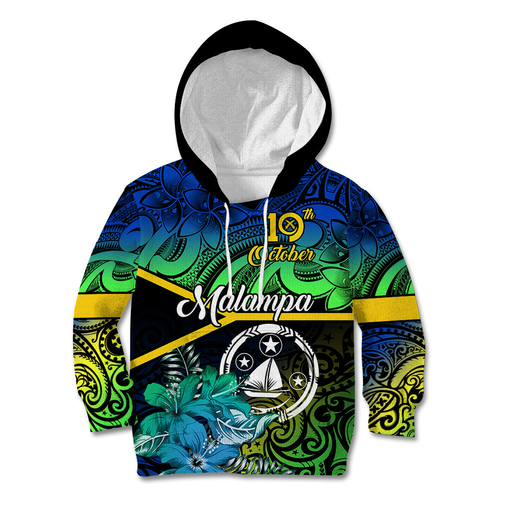 Malampa Day Kid Hoodie Vanuatu Flowers with Malampa Emblem Tribal Pattern LT9 Hoodie Black - Polynesian Pride