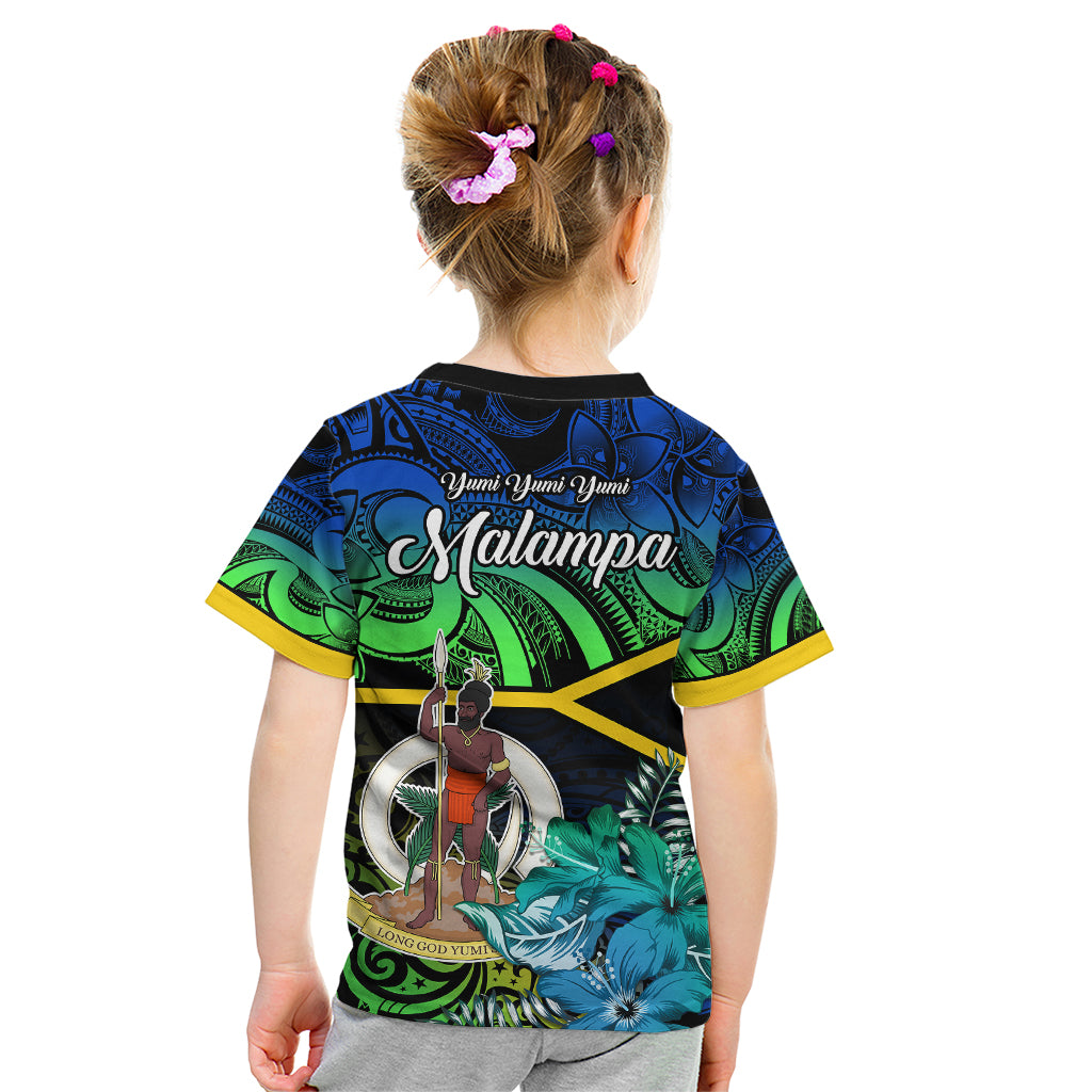 Malampa Day Kid T Shirt Vanuatu Flowers with Malampa Emblem Tribal Pattern LT9 - Polynesian Pride