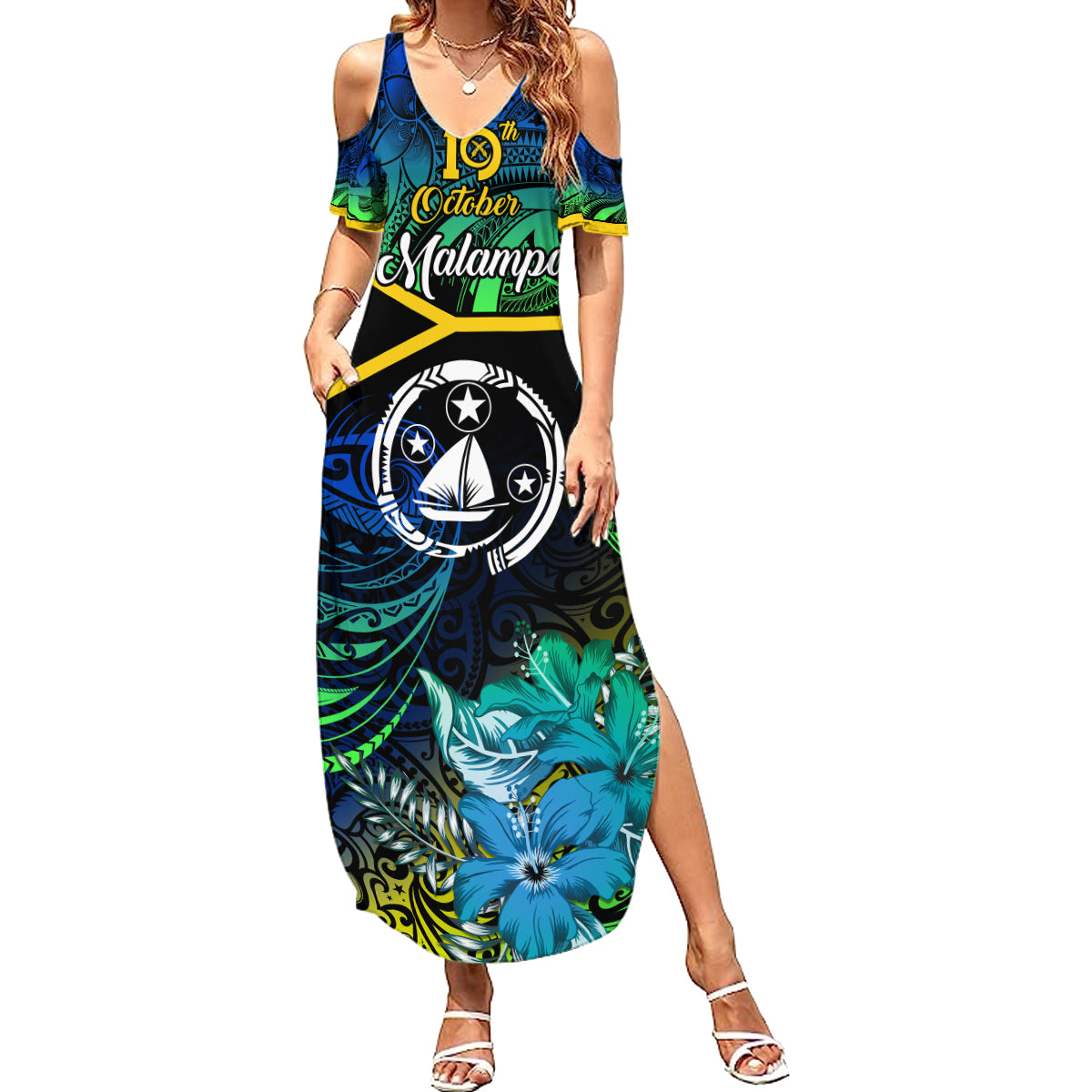 malampa-day-summer-maxi-dress-vanuatu-flowers-with-malampa-emblem-tribal-pattern