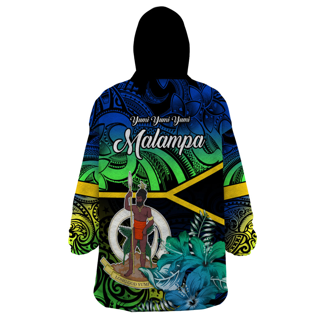 Malampa Day Wearable Blanket Hoodie Vanuatu Flowers with Malampa Emblem Tribal Pattern LT9 - Polynesian Pride