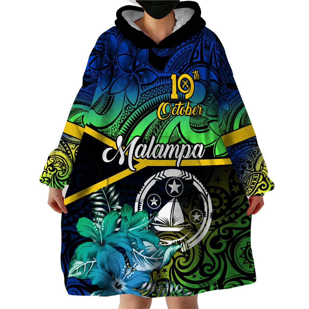 Malampa Day Wearable Blanket Hoodie Vanuatu Flowers with Malampa Emblem Tribal Pattern LT9 - Polynesian Pride