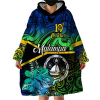 Malampa Day Wearable Blanket Hoodie Vanuatu Flowers with Malampa Emblem Tribal Pattern LT9 - Polynesian Pride