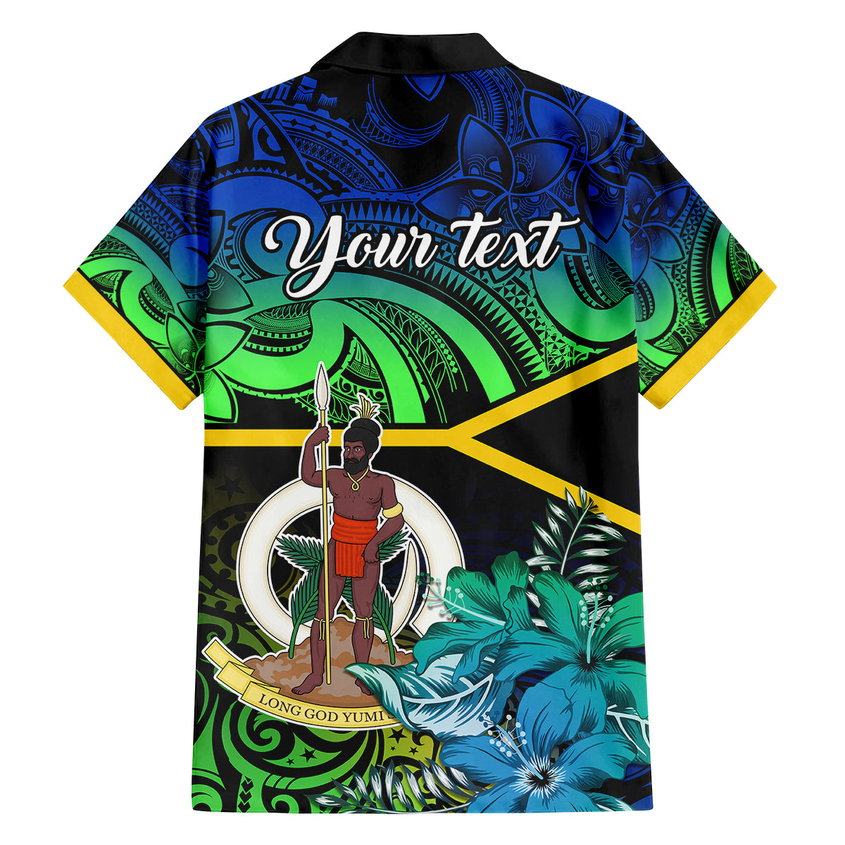 personalised-malampa-day-family-matching-summer-maxi-dress-and-hawaiian-shirt-vanuatu-flowers-with-malampa-emblem-tribal-pattern