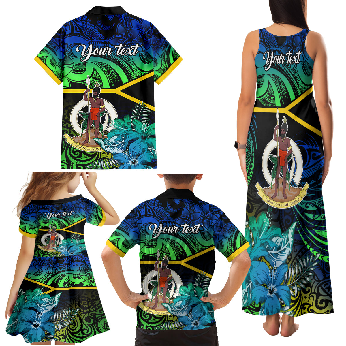 personalised-malampa-day-family-matching-tank-maxi-dress-and-hawaiian-shirt-vanuatu-flowers-with-malampa-emblem-tribal-pattern