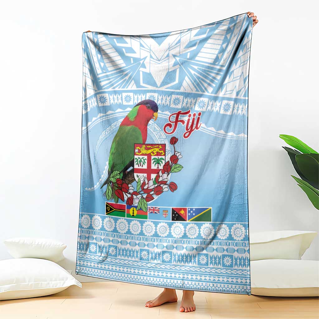 Melanesian Fiji Kula Bird Blanket with Tagimoucia Masi Tapa Pattern