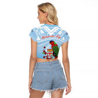 Melanesian Fiji Kula Bird Raglan Cropped T Shirt with Tagimoucia Masi Tapa Pattern LT9 - Polynesian Pride