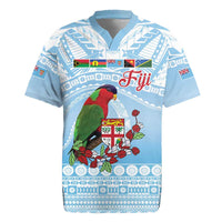 Melanesian Fiji Kula Bird Rugby Jersey with Tagimoucia Masi Tapa Pattern LT9 Blue - Polynesian Pride