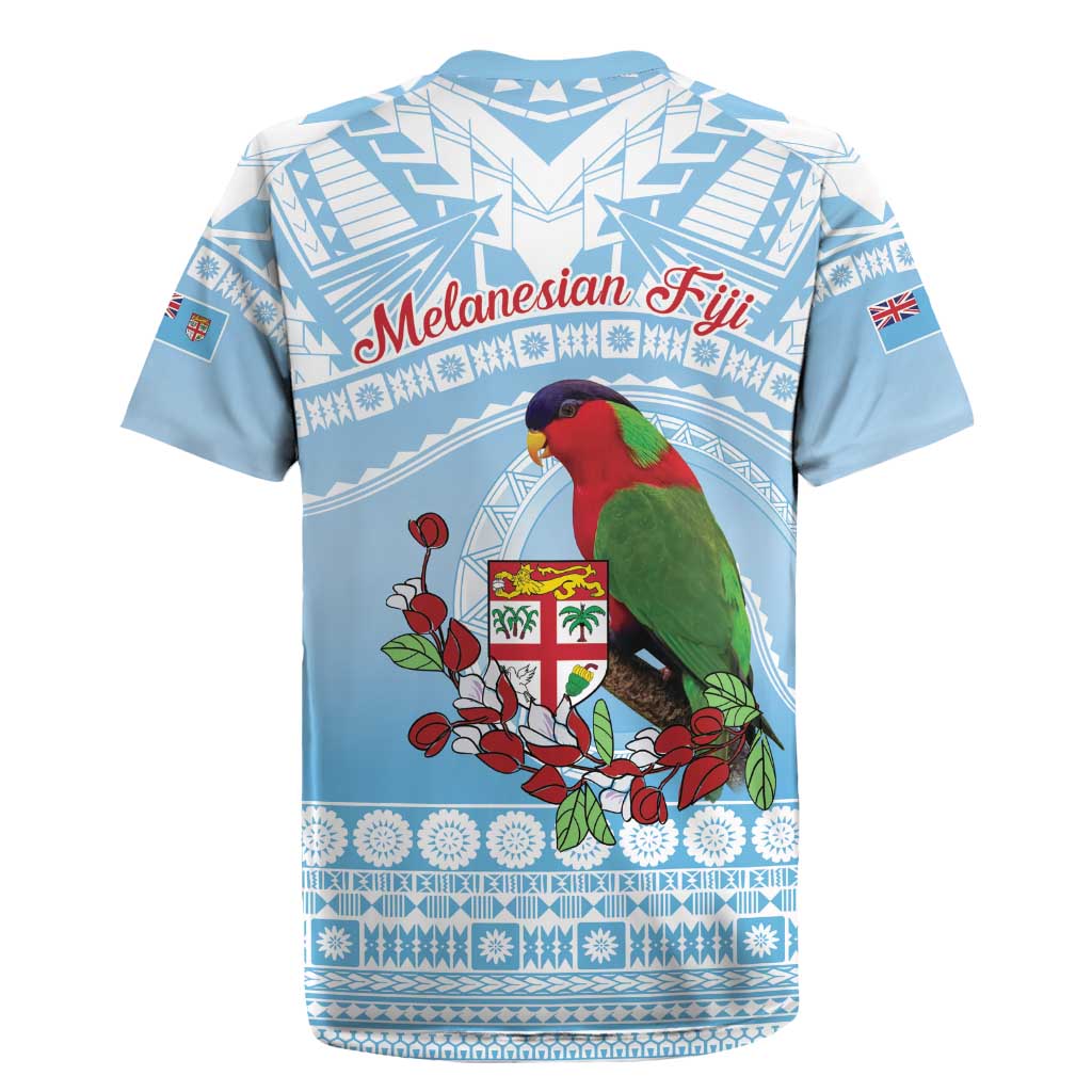 Melanesian Fiji Kula Bird Rugby Jersey with Tagimoucia Masi Tapa Pattern LT9 - Polynesian Pride