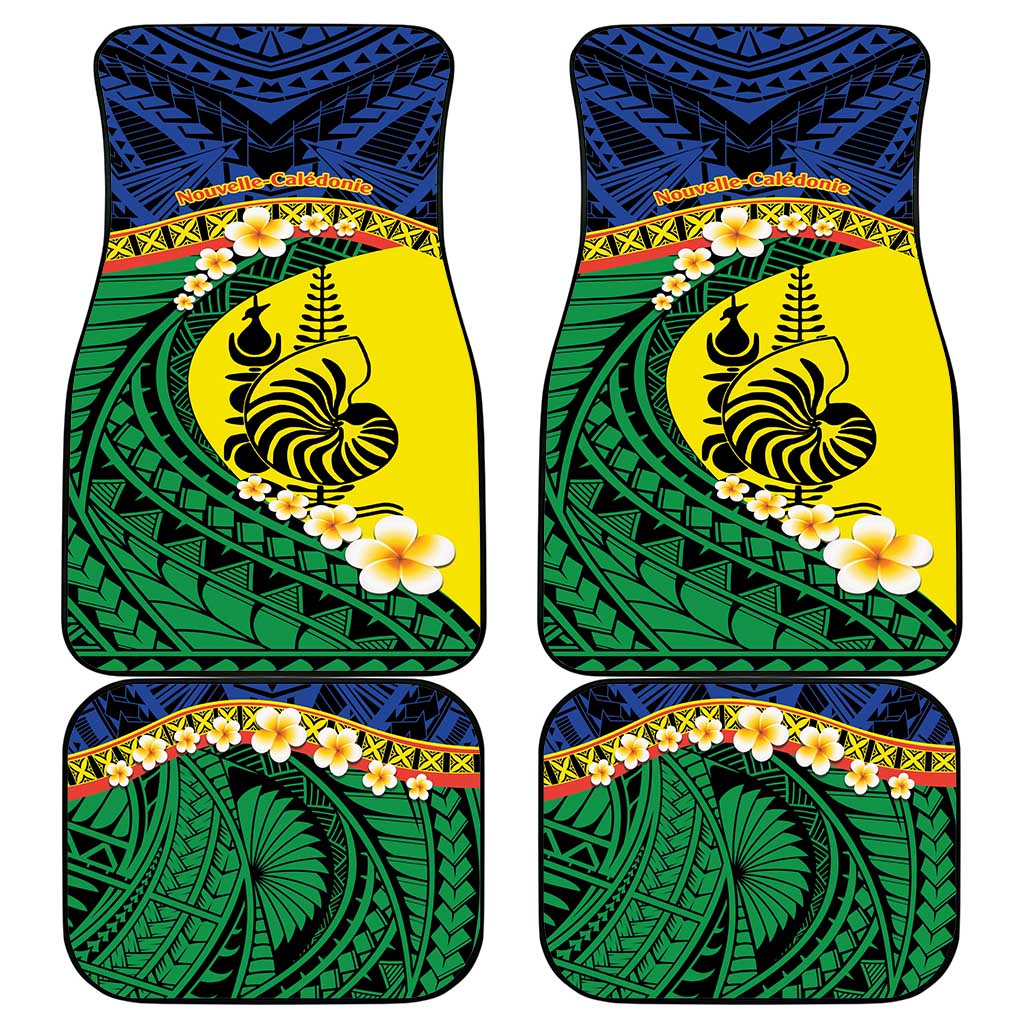 Melanesian New Caledonia Car Mats Plumeria Kagu Bird and Nautilus Shell