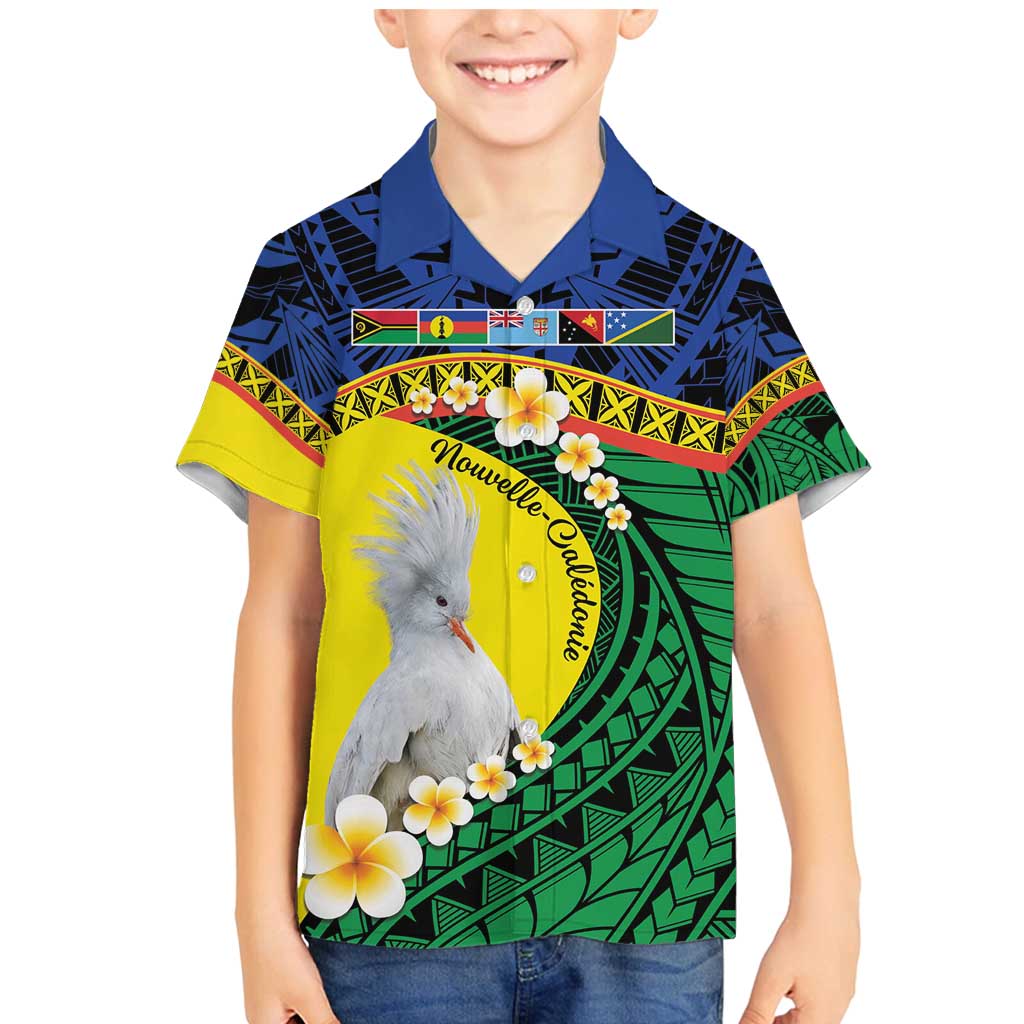 Melanesian New Caledonia Family Matching Mermaid Dress and Hawaiian Shirt Plumeria Kagu Bird and Nautilus Shell