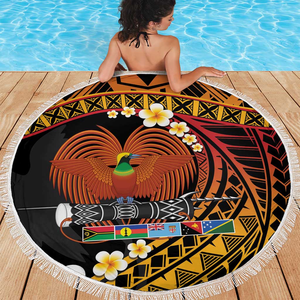 Melanesian Papua New Guinea Beach Blanket Plumeria Bird of Paradise Tribal