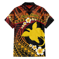 Melanesian Papua New Guinea Family Matching Off Shoulder Maxi Dress and Hawaiian Shirt Plumeria Bird of Paradise Tribal
