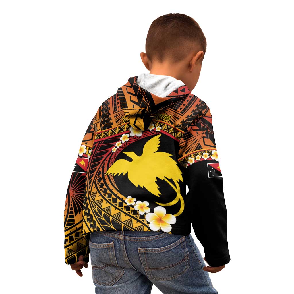Melanesian Papua New Guinea Kid Hoodie Plumeria Bird of Paradise Tribal