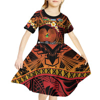Melanesian Papua New Guinea Kid Short Sleeve Dress Plumeria Bird of Paradise Tribal