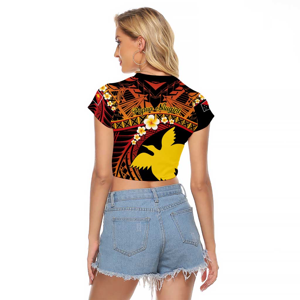 Melanesian Papua New Guinea Raglan Cropped T Shirt Plumeria Bird of Paradise Tribal