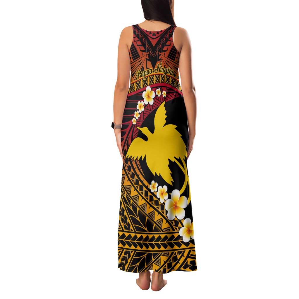 Melanesian Papua New Guinea Tank Maxi Dress Plumeria Bird of Paradise Tribal