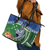 Melanesian Solomon Islands Leather Tote Bag Tropical Shark Tattoo