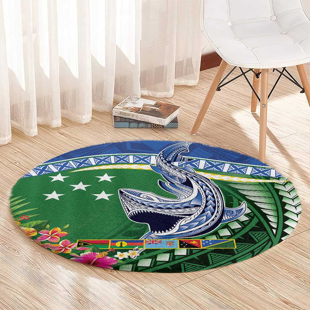 Melanesian Solomon Islands Round Carpet Tropical Shark Tattoo