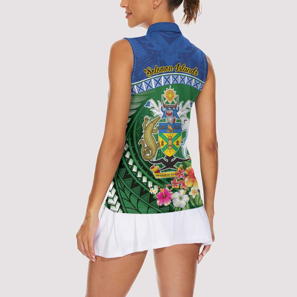 Melanesian Solomon Islands Women Sleeveless Polo Shirt Tropical Shark Tattoo