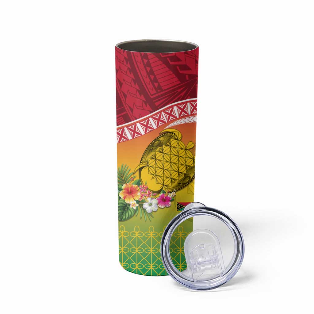 Melanesian Ni-Vanuatu Skinny Tumbler Sea Turtle with Sand Drawing Pattern LT9 - Polynesian Pride