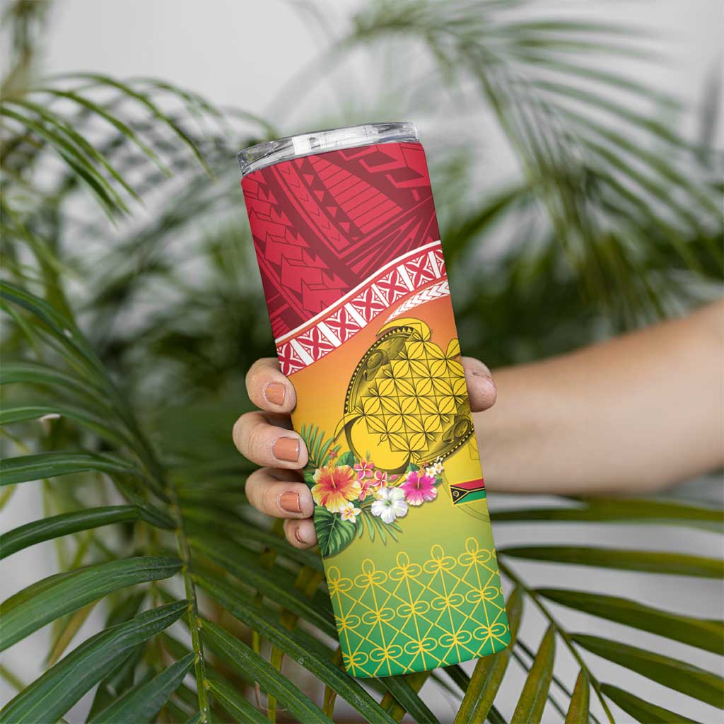 Melanesian Ni-Vanuatu Skinny Tumbler Sea Turtle with Sand Drawing Pattern LT9 - Polynesian Pride