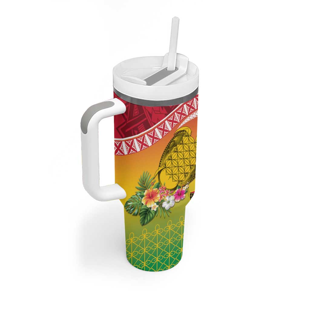 Melanesian Ni-Vanuatu Tumbler With Handle Sea Turtle with Sand Drawing Pattern