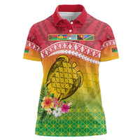Melanesian Ni-Vanuatu Women Polo Shirt Sea Turtle with Sand Drawing Pattern