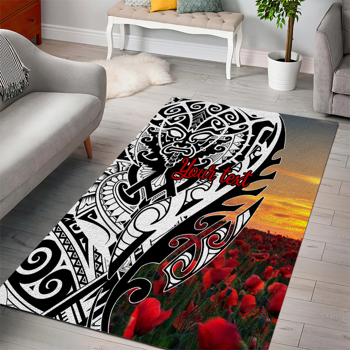 Personalised New Zealand Waitangi and ANZAC day Area Rug LT9 - Polynesian Pride