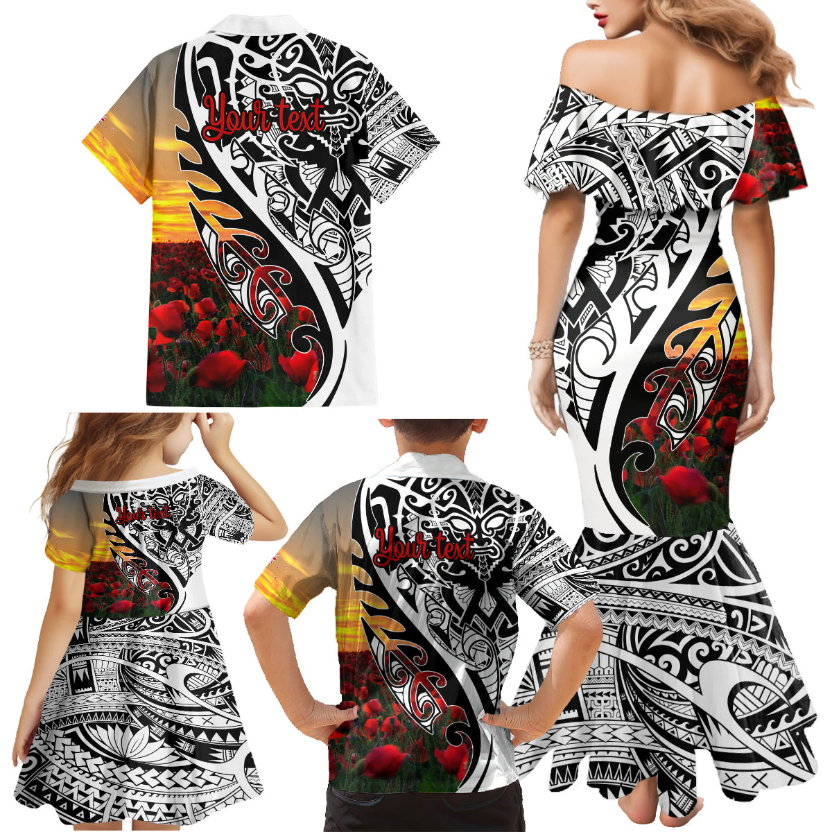 Personalised New Zealand Waitangi and ANZAC day Family Matching Mermaid Dress and Hawaiian Shirt LT9 - Polynesian Pride