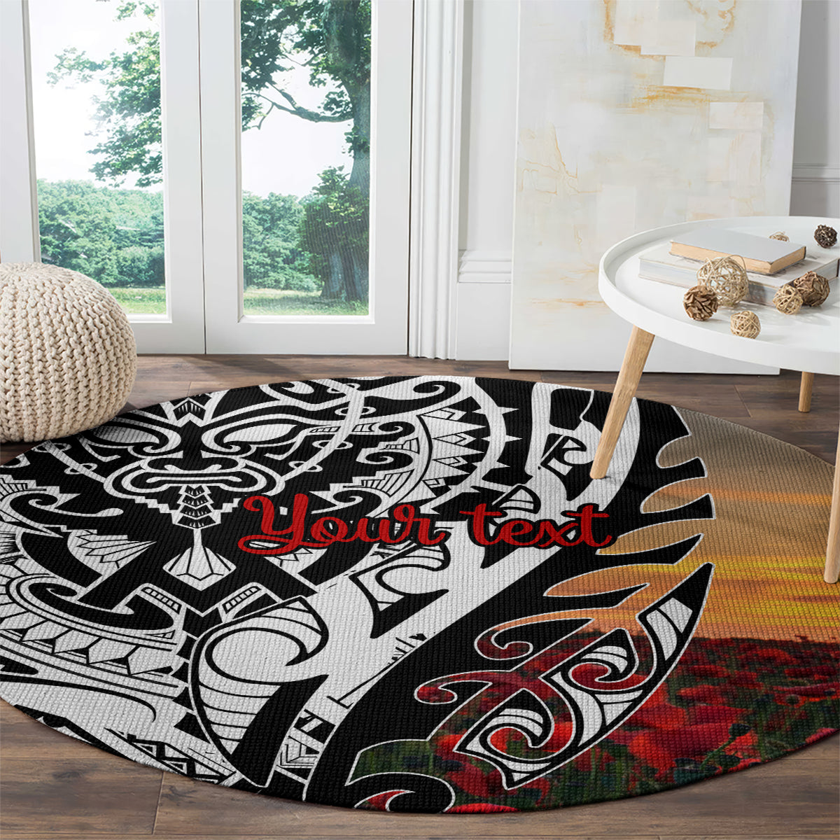 Personalised New Zealand Waitangi and ANZAC day Round Carpet LT9 - Polynesian Pride