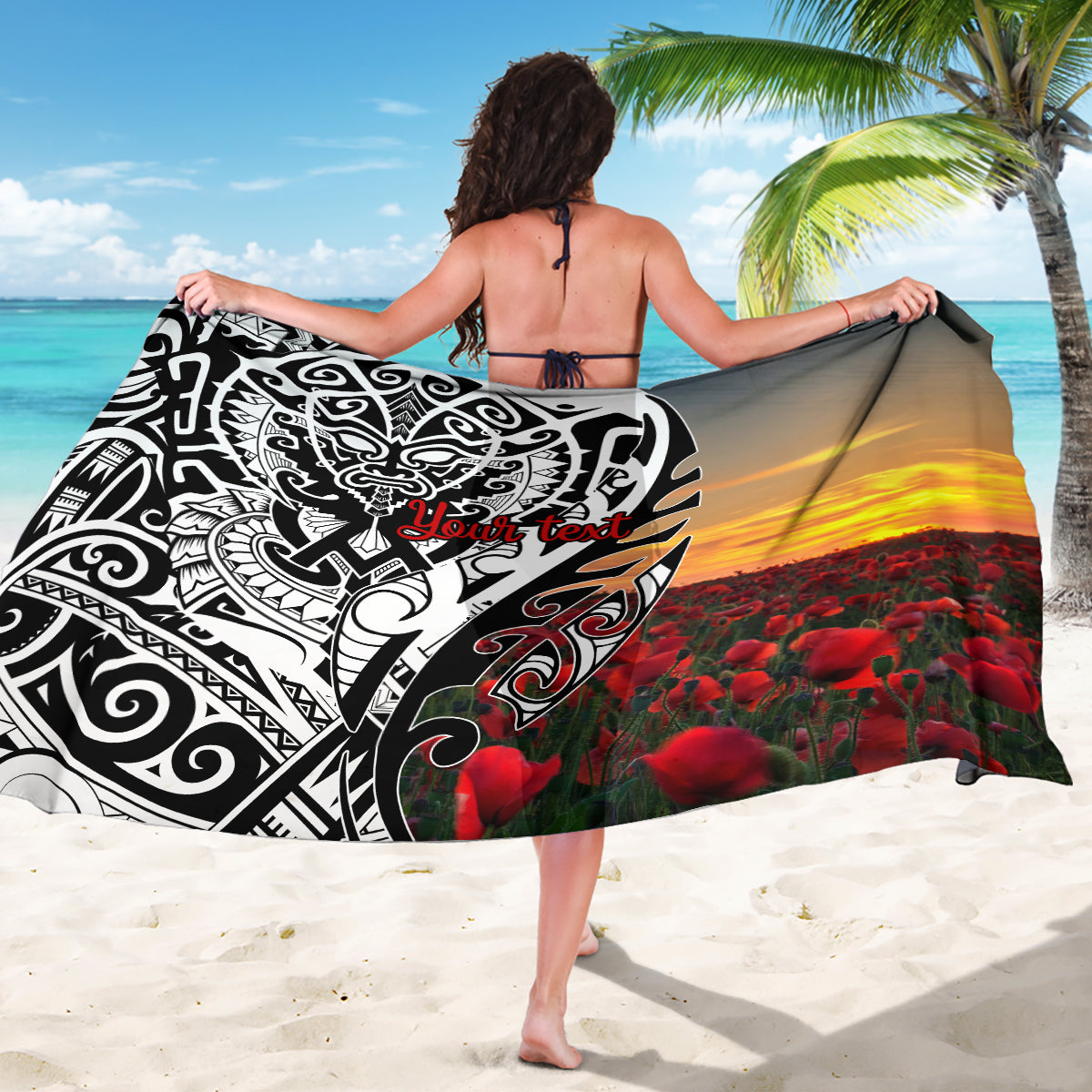 Personalised New Zealand Waitangi and ANZAC day Sarong LT9 - Polynesian Pride