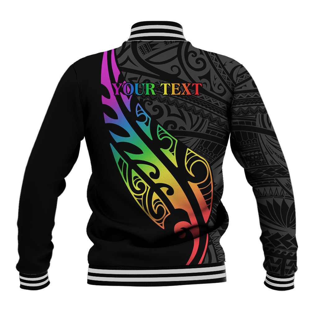 Personalised New Zealand Wellington Pride Baseball Jacket Maori Fern with Pride Flag 2024 LT9 - Polynesian Pride