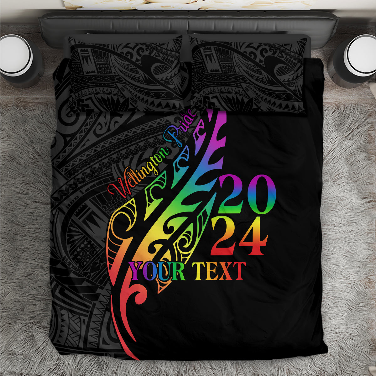 Personalised New Zealand Wellington Pride Bedding Set Maori Fern with Pride Flag 2024